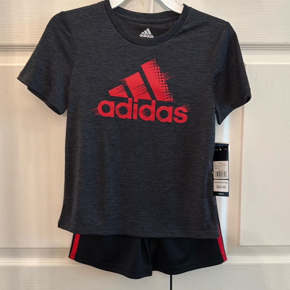 NWT Boys Adidas Red and Black Shorts Set 5